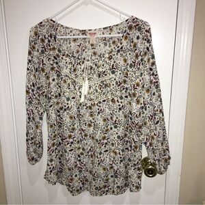 Mossimo Supply Co. Multicolor Floral Peasant Blouse